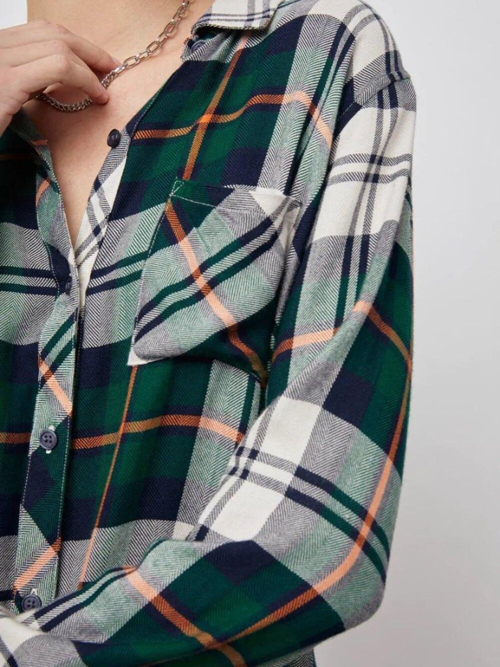 NWOT Rails Hunter Forest Navy Stone GREEN Plaid Flannel NAVY BLUE - Picture 4 of 8